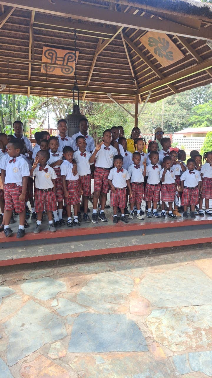 Students at the school pavilion