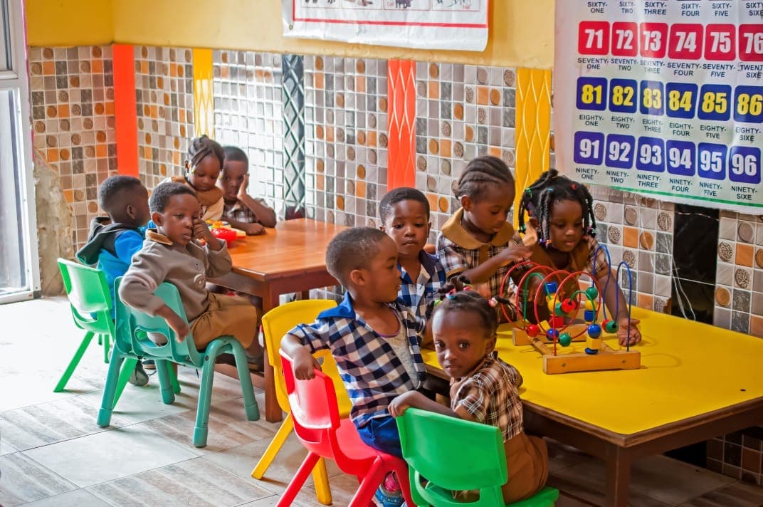 Students learning in the Montessori classroom